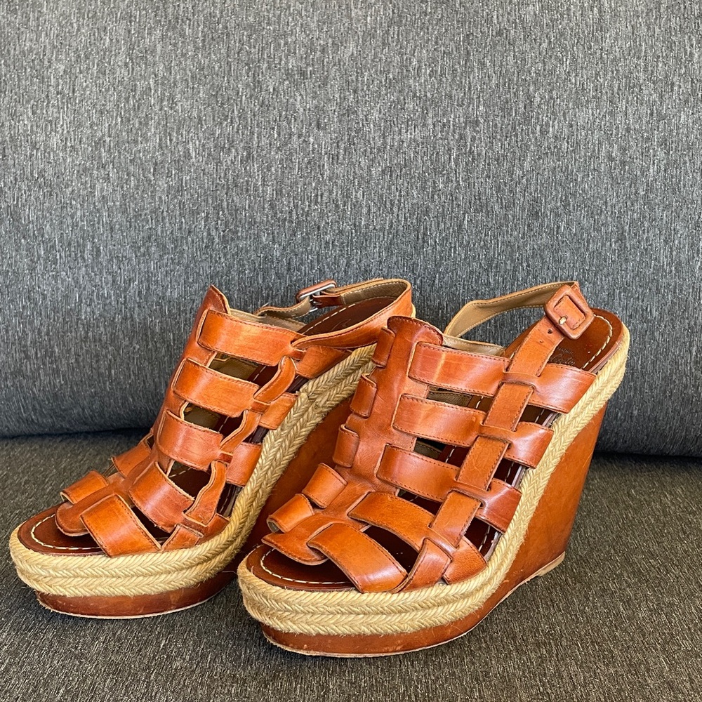 Christian Louboutin Barcelona wedges espadrilles sandals all leather EU 39 / 8 - Picture 3 of 14